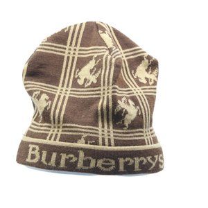 Burberrys Cashmere Brown Beanie Vtg